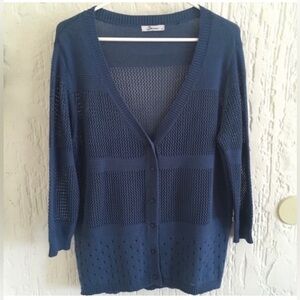 Bionne Blue Cardigan Sweater Size Small